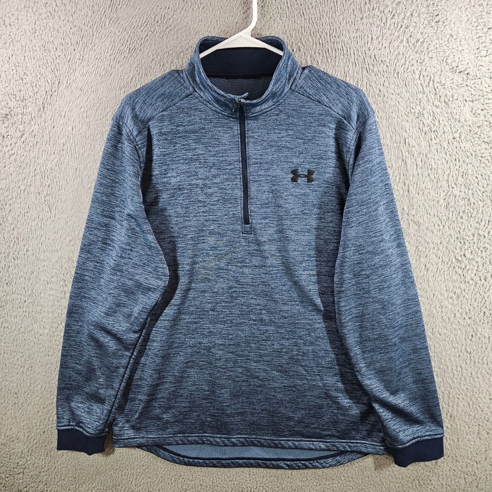 Under Armour Mens 1/4 Zip Fleece Pullover Blue Space Dye Large